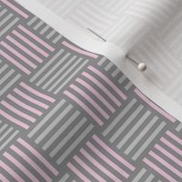 Simple Basketweave Pink and Gray Checkerboard Woven Blocks