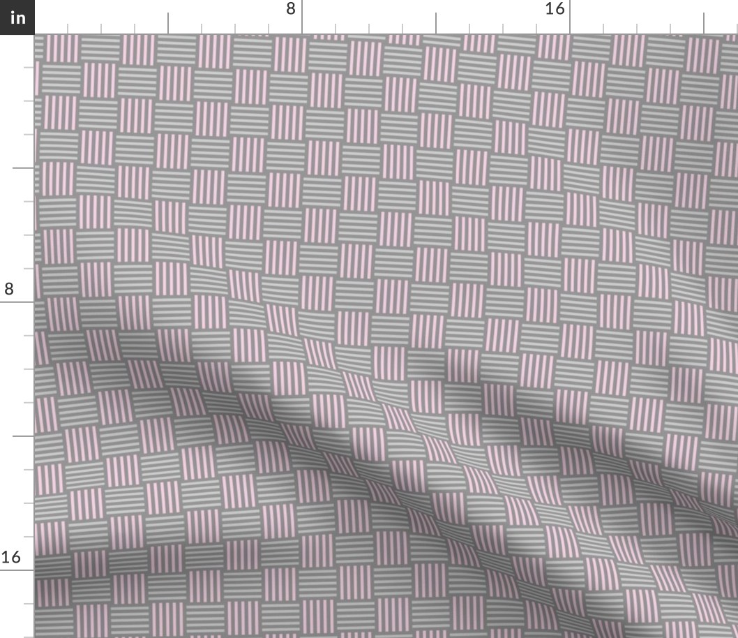 Simple Basketweave Pink and Gray Checkerboard Woven Blocks