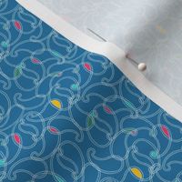 Simple Small White Paisley Outlines on Dark Blue Background Small Scale