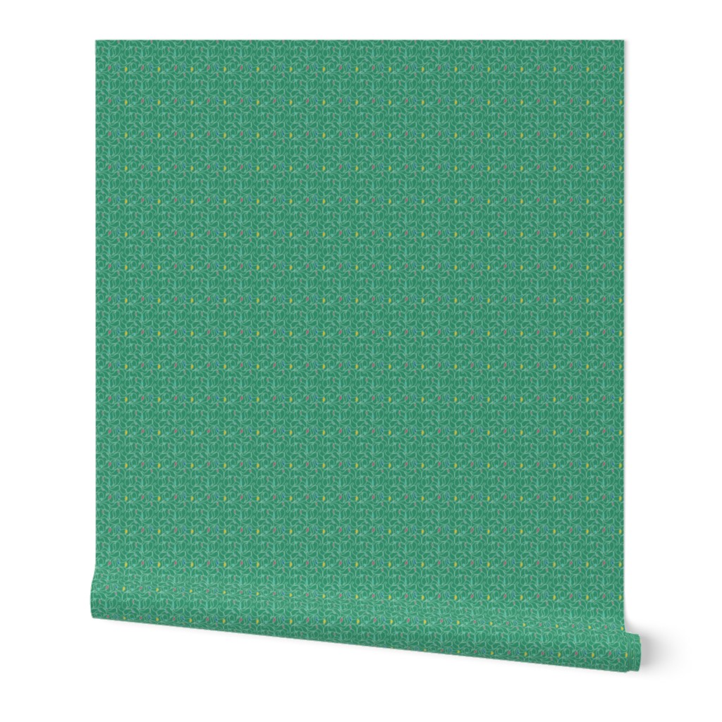 Simple Small White Paisley Outlines on Dark Green Background Small Scale