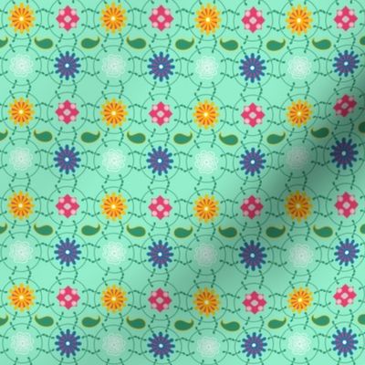 ditsy floral paisley in green