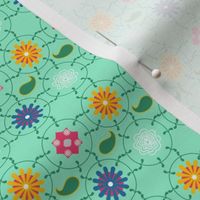 ditsy floral paisley in green