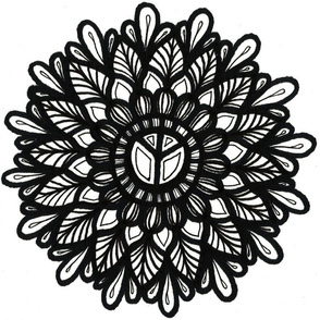 Peace flower, black and white