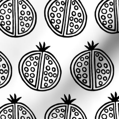 Printed Pomegranates, Black and White