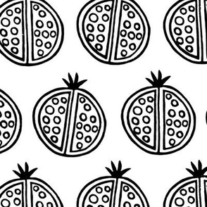 Printed Pomegranates, Black and White