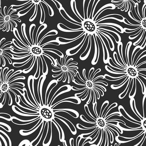 Bursting Bloom Floral - Black & White