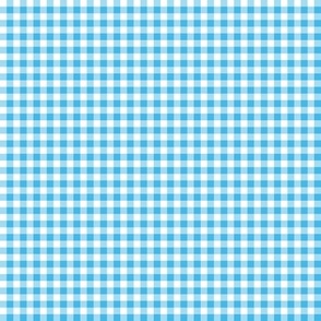 Turquoise and white, gingham check print 6 checks per inch