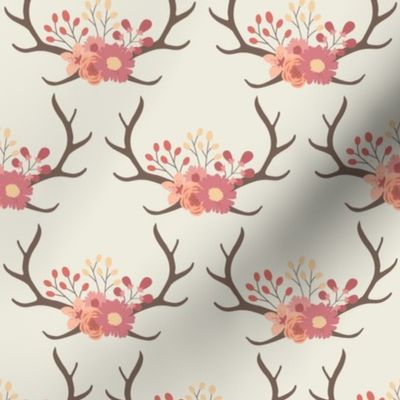 Floral Antlers - Cream