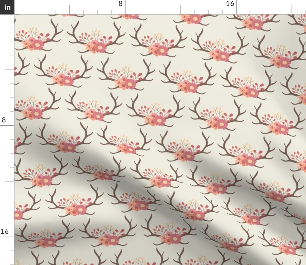 Floral Antlers - Cream