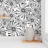 Bursting Bloom Floral - White & Black