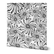 Bursting Bloom Floral - White & Black