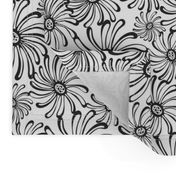 Bursting Bloom Floral - White & Black