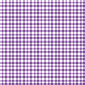 Purple and white, gingham check tiny print 6 checks per inch