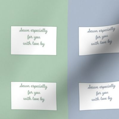 Sewn for you - quilt labels in 4 colors - green, blue, lilac, violet