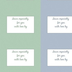 Sewn for you - quilt labels in 4 colors - green, blue, lilac, violet