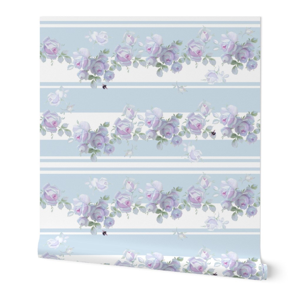 Garden Rose Aqua Stripe