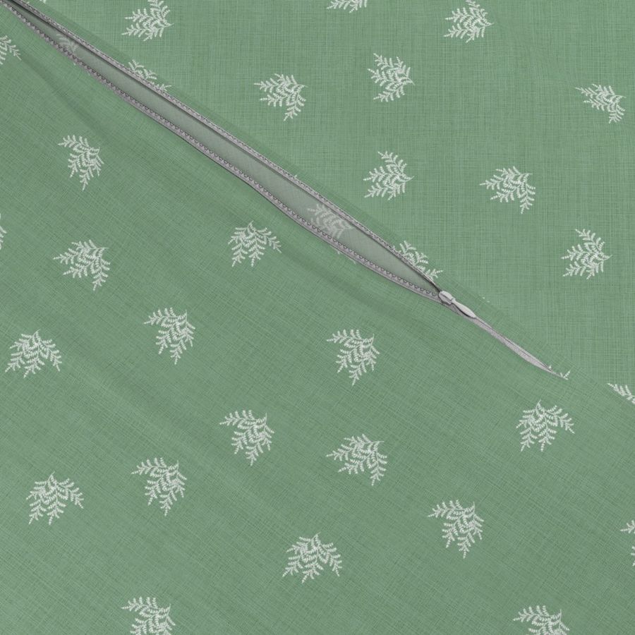 Feathery Fern Vintage Green Linen