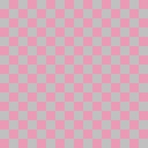 1/2" 1950s Pink Grey Checkerboard Checks