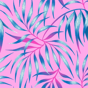 Palm Leaf - Light Pink Blue