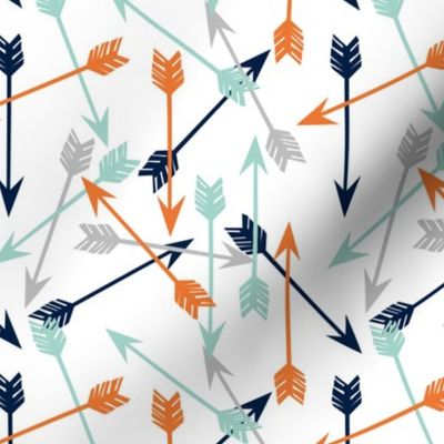 arrows // scattered arrows orange mint navy blue grey kids boys nursery 