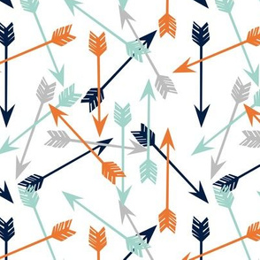 arrows // scattered arrows orange mint navy blue grey kids boys nursery 