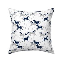 horses // grey and navy blue kids western west wild horses americana