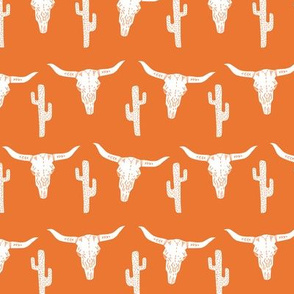 skull // longhorn cattle cow texas skull orange cactus west western kids 