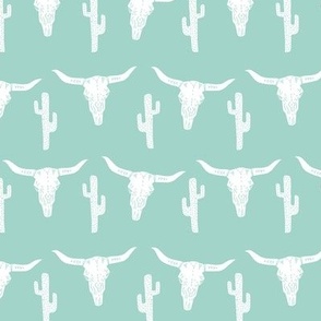 longhorn skull // mint skulls cactus kids west western mint