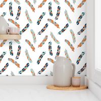 feathers // grey orange mint navy blue kids boys nursery 