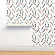 feathers // grey orange mint navy blue kids boys nursery 