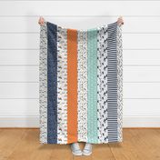 stripes quilt // boys western quilt arrows mint longhorn horses kids stripes navy blue boys orange mint grey cheater quilt 