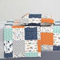 boys cheater quilt // mint orange navy cactus arrows horse western kids 