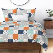 boys cheater quilt // mint orange navy cactus arrows horse western kids 