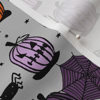 pumpkins // halloween orange purple black kids funny jack o lantern spiders spooky scary