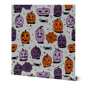 pumpkins // halloween orange purple black kids funny jack o lantern spiders spooky scary