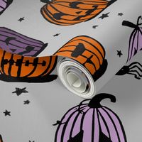 pumpkins // halloween orange purple black kids funny jack o lantern spiders spooky scary