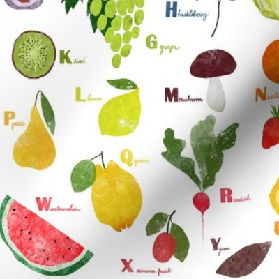 English alphabet with fruit and vegetables