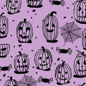 pumpkins // pumpkin purple spider spiderwebs kids creepy scary spooky purple halloween jack o lanterns