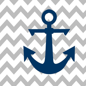 anchor cot sheet // grey chevron and navy anchor with pillows