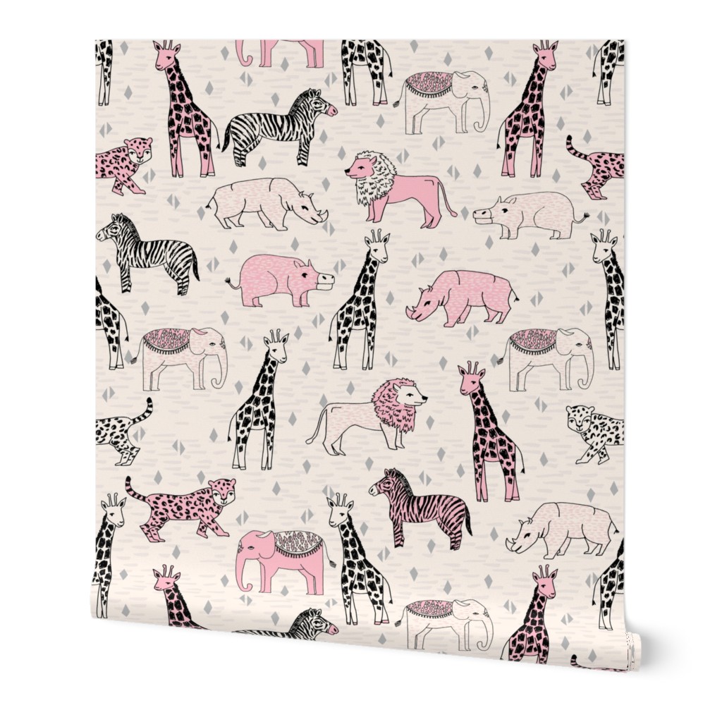 jungle // safari baby nursery girl pink cream cute girls sweet baby animals