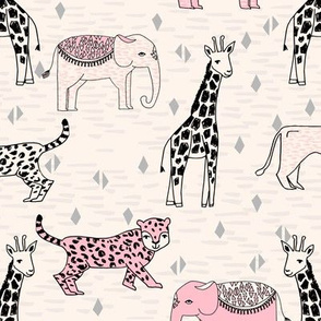 jungle // safari baby nursery girl pink cream cute girls sweet baby animals