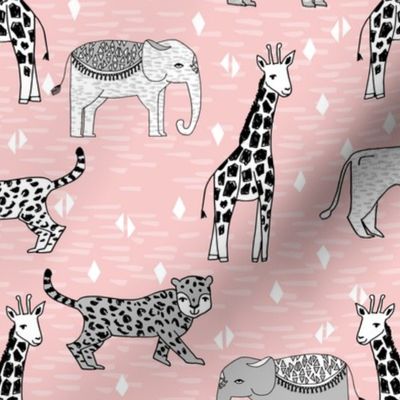 jungle // safari zoo kids baby pink nursery rhino cheetah lion giraffe