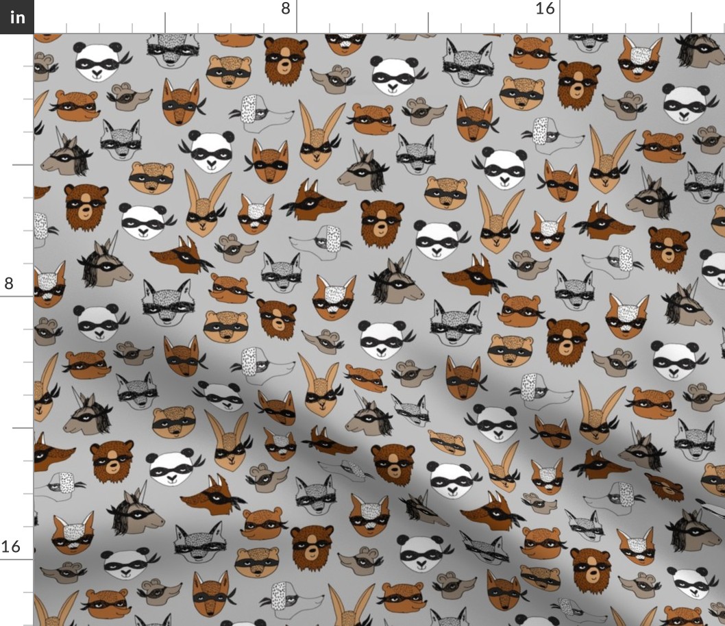 bandit animals // grey dressup fabric cute fancy dress animals illustration andrea lauren design cute animals creatures