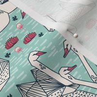 swans // geometric mint swans girls lily pond sweet birds