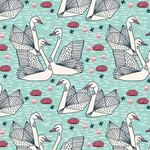 swans // geometric mint swans girls lily pond sweet birds