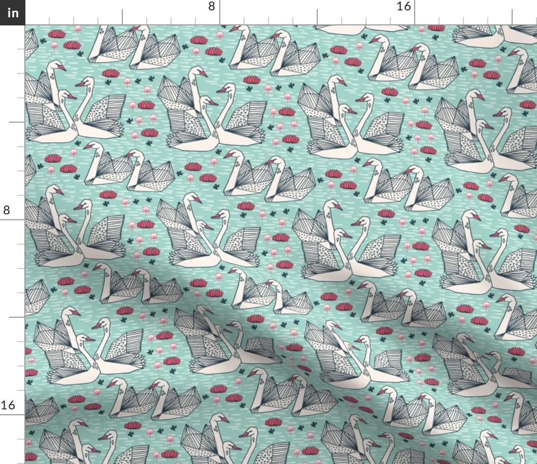 swans // geometric mint swans girls lily pond sweet birds