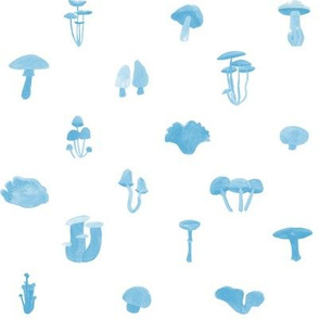 Petite watercolor shrooms- blue