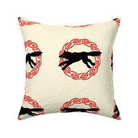 Wolf On Knot Circle cream red