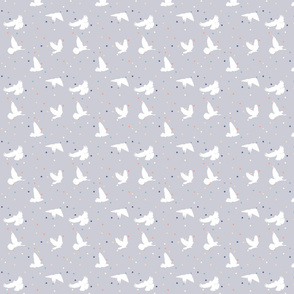 Doves in Flight Dotty Grey