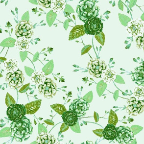 Roses Chinoserie Forest Green